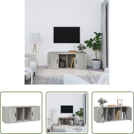Mobile per TV -  Mobile per TV Grigio Cemento 100x35x40 cm Legno Multistrato