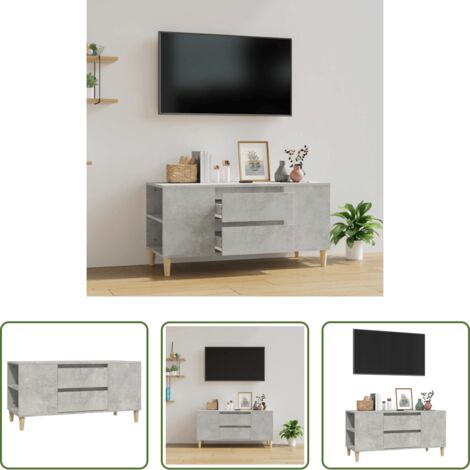 Mobile per TV -  Mobile per TV Grigio Cemento 102x44,5x50 cm Legno Multistrato