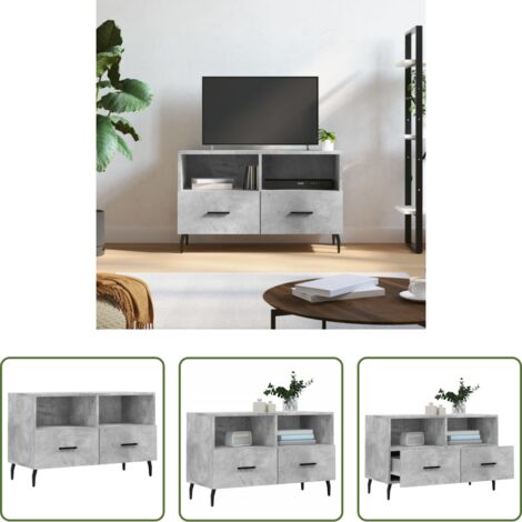 Mobile per TV -  Mobile per TV Grigio Cemento 80x36x50 cm Legno Multistrato