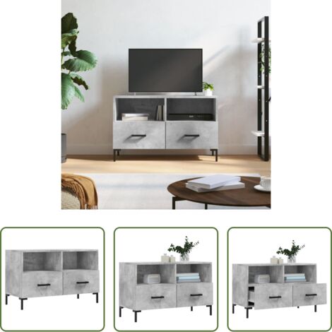 Mobile per TV -  Mobile per TV Grigio Cemento 80x36x50 cm Legno Multistrato