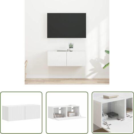 Mobile per TV -  Mobile TV da parete 2 pcs Bianco Lucido 60 x 31 x 29.5 cm