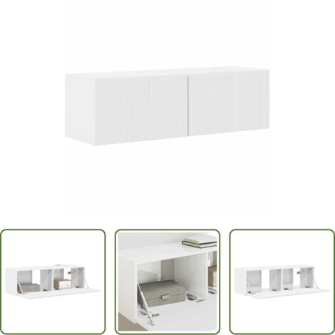 Mobile per TV -  Mobile TV da parete Bianco Lucido 98 x 31 x 29,5 cm
