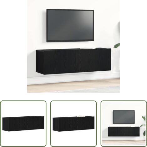 Mobile per TV -  Mobile TV Rovere Nero 100 x 30 x 30 cm Legno multistrato
