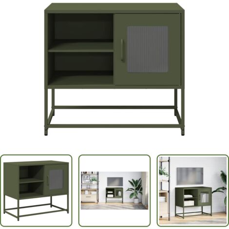 Mobile per TV -  Mobile TV Verde Oliva 68x39x60,5 cm in Acciaio