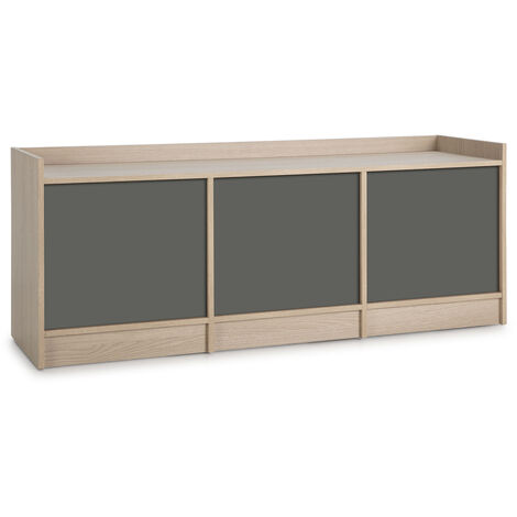Mobile per TV Moscú 3 Ante, Color Rovere/Grigio, 139 cm (Larghezza) 40 cm (profonditá) 54 cm (Altezza)