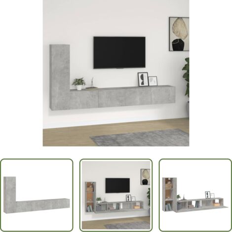 Mobile per TV -  Set di Mobili Porta TV 3 pz Grigio Cemento in Legno Multistrato