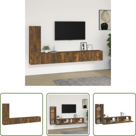 Mobile per TV -  Set Mobili Porta TV 3 pz Rovere Fumo in Legno Multistrato