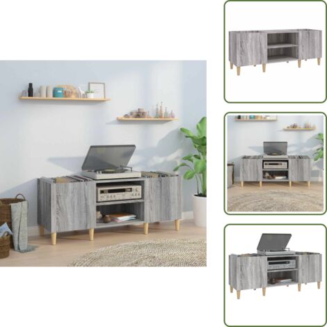 Mobile per TV - vidaXL Mobile Porta Dischi Grigio Sonoma 121x38x48cm Legno Multistrato - Mobile per collezione musicale