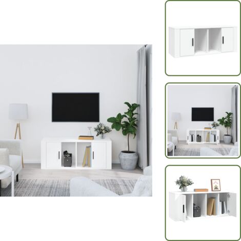 Mobile per TV - vidaXL Mobile Porta TV Bianco 100x35x40 cm in Legno Multistrato - Mobile per Dispositivi Multimediali