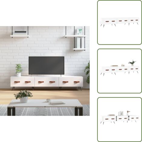Mobile per TV - vidaXL Mobile Porta TV Bianco Lucido 150x36x30 cm in Legno Multistrato - Mobile con Cassetti