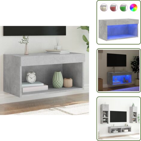 Mobile per TV - vidaXL Mobile Porta TV con Luci LED Grigio Cemento 60x30x30 cm - TV a parete