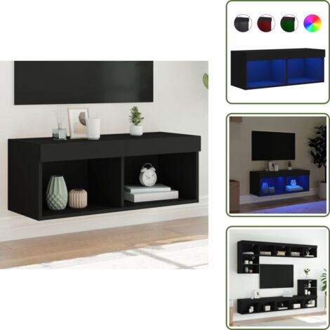 Mobile per TV - vidaXL Mobile Porta TV con Luci LED Nero 80x30x30 cm - TV a parete