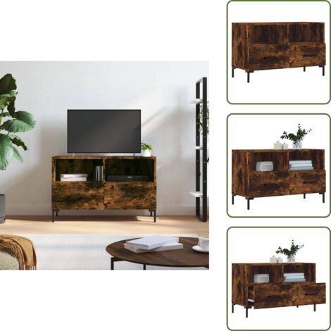 Mobile per TV - vidaXL Mobile Porta TV Rovere Fumo 80x36x50 cm in Legno Multistrato - Mobile in legno multistrato