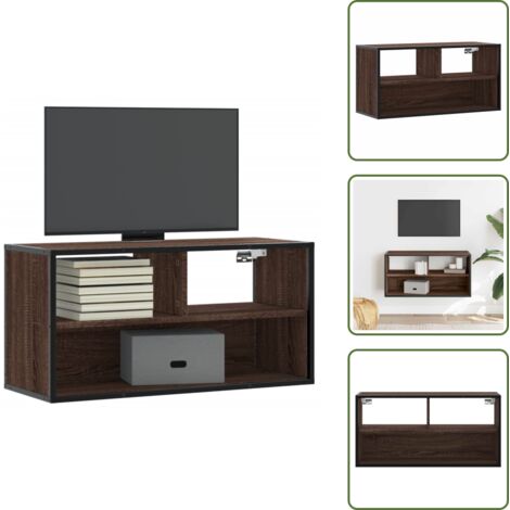Mobile per TV - vidaXL Mobile TV Rovere Marrone 80x31x39,5cm Legno Multistrato Metallo -