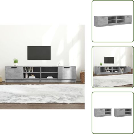 Mobile per TV - vidaXL Mobili TV 2 pz Grigio Cemento 80x35x36,5cm in Legno Multistrato - Cassetti