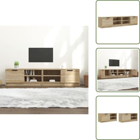 Mobile per TV - vidaXL Mobili TV 2 pz Rovere Sonoma 80x35x36,5 cm in Legno Multistrato - Cassetti