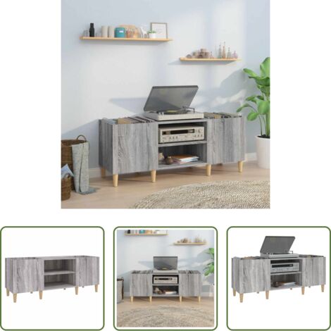Mobile per vinili -  Mobile Porta Dischi Grigio Sonoma 121x38x48cm Legno Multistrato