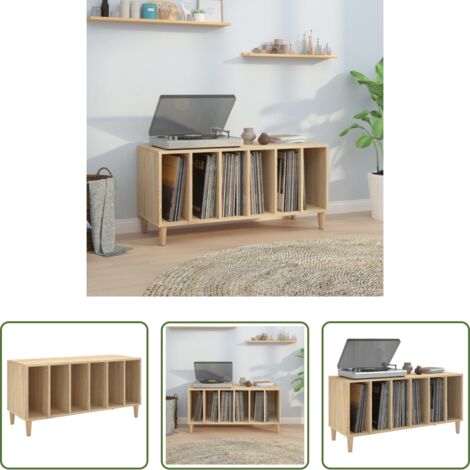 Mobile per vinili -  Mobile Porta Dischi Rovere Sonoma 100x38x48cm Legno Multistrato