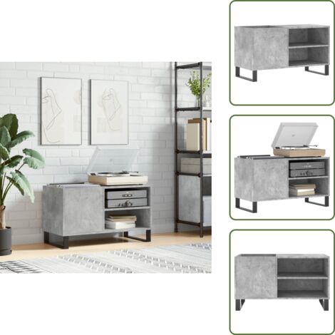 Mobile per vinili - vidaXL Mobile Porta Dischi Grigio Cemento 85x38x48cm Legno Multistrato - Scaffale per vinili