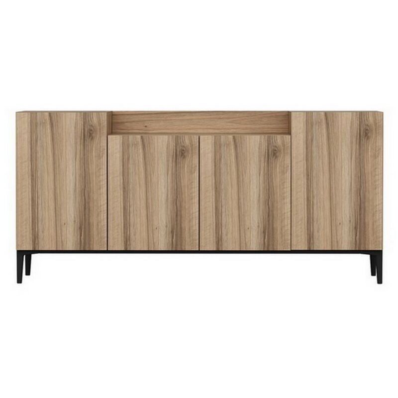 Homemania - Armoire à Usages Multiples Ellaria, Panneau Aggloméré Mélaminé, Plastique, Noyer, 160x42x75 cm