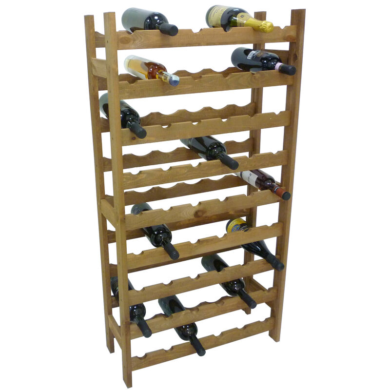 Image of Mobile porta bottiglie cantinetta vino in legno Noce marrone 54 posti enoteca bar casa cucina ripostiglio