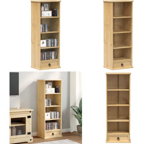 Mobile Porta CD Corona 40x30x110 cm in Legno Massello di Pino - Mobile in legno - Mobile con cassetti