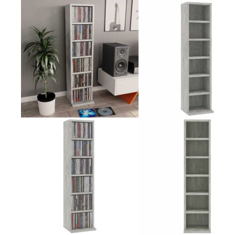 Mobile Porta CD Grigio Cemento 21x20x88 cm in Legno Multistrato - Scaffale per CD - Mobile per CD
