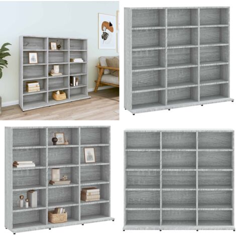 Mobile Porta CD Grigio Sonoma 100x23x89,5 cm Legno Multistrato - Armadio per CD - Armadio per DVD