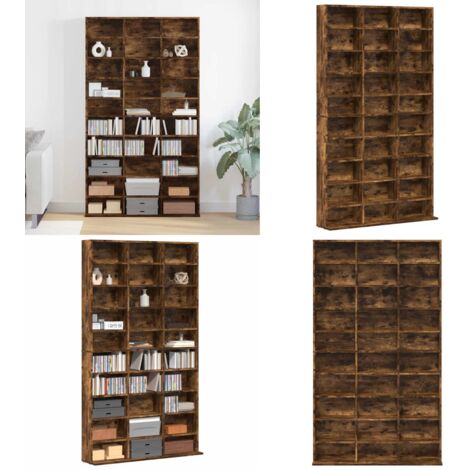 Mobile Porta CD Rovere Fumo 102x23x177,5 cm Legno Multistrato - Armadio per cd - Armadio per dvd