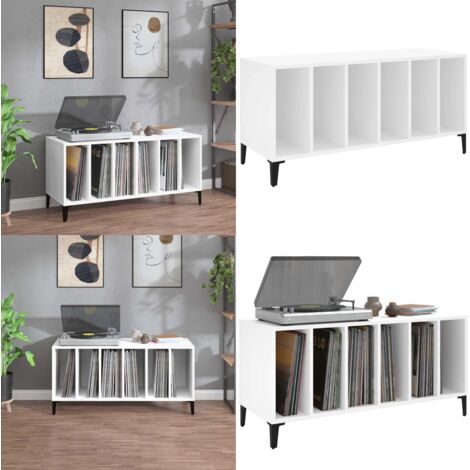Mobile Porta Dischi Bianco 100x38x48 cm in Legno Multistrato - Mobile per dischi vinili - Mobile per giradischi