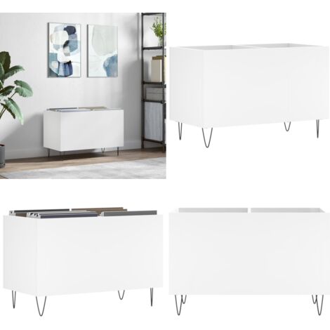Mobile Porta Dischi Bianco 74,5x38x48 cm in Legno Multistrato - Mobile porta vinili - Mobile per giradischi
