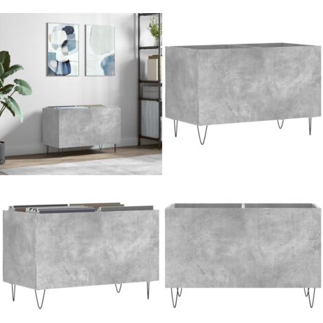 Mobile Porta Dischi Grigio Cemento 74,5x38x48 Legno Multistrato - Mobile per dischi - Ripostiglio dischi