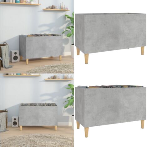 Mobile Porta Dischi Grigio Cemento 74,5x38x48 Legno Multistrato - Ripostiglio per dischi - Scaffale per dischi