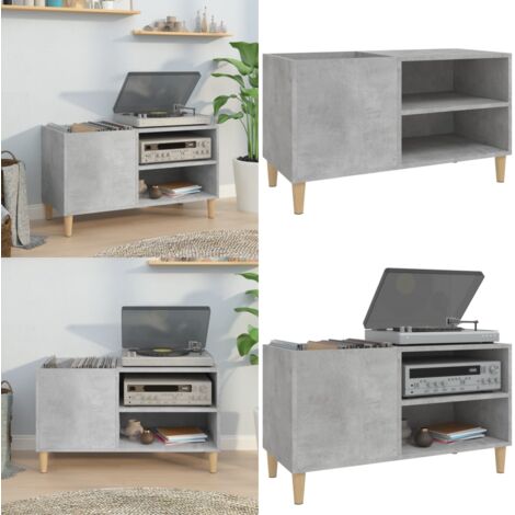 Mobile Porta Dischi Grigio Cemento 84,5x38x48 Legno Multistrato - Ripostiglio per dischi - Mobiletto per dischi