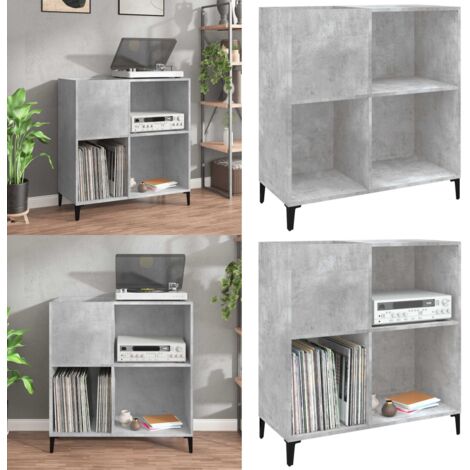 Mobile Porta Dischi Grigio Cemento 84,5x38x89 Legno Multistrato - Mobile per dischi vinili - Mobile per giradischi