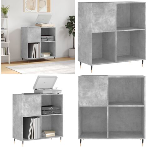 Mobile Porta Dischi Grigio Cemento 84,5x38x89 Legno Multistrato - Mobile per vinili - Mobile per giradischi