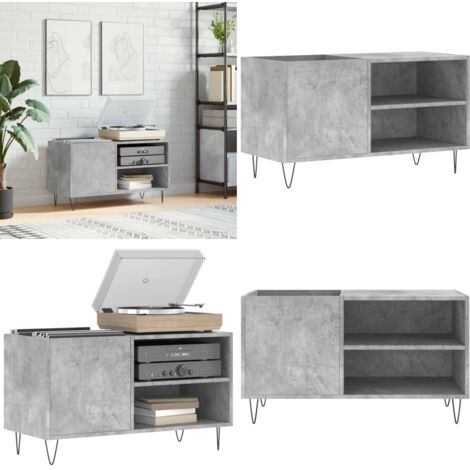 Mobile Porta Dischi Grigio Cemento 85x38x48cm Legno Multistrato - Ripostiglio per dischi - Scaffale per dischi