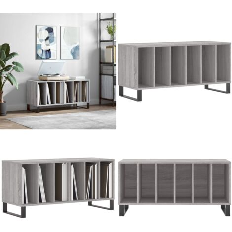 Mobile Porta Dischi Grigio Sonoma 100x38x48cm Legno Multistrato - Ripostiglio per dischi - Mobile per vinili