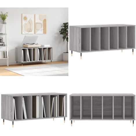 Mobile Porta Dischi Grigio Sonoma 100x38x48cm Legno Multistrato - Ripostiglio per dischi - Mobile per vinili