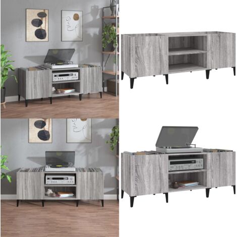 Mobile Porta Dischi Grigio Sonoma 121x38x48cm Legno Multistrato - Mobile per dischi vinili - Mobile per giradischi