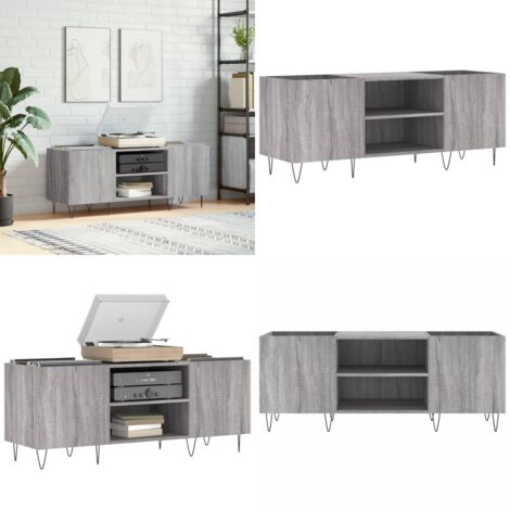 Mobile Porta Dischi Grigio Sonoma 121x38x48cm Legno Multistrato - Ripostiglio per dischi - Mobile per vinili