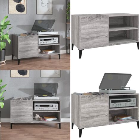 Mobile Porta Dischi Grigio Sonoma 84,5x38x48 Legno Multistrato - Ripostiglio dischi - Mobiletto dischi