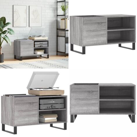 Mobile Porta Dischi Grigio Sonoma 85x38x48 cm Legno Multistrato - Ripostiglio dischi - Mobile per dischi vinili