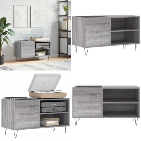 Mobile Porta Dischi Grigio Sonoma 85x38x48 cm Legno Multistrato - Ripostiglio dischi - Mobile per dischi vinili