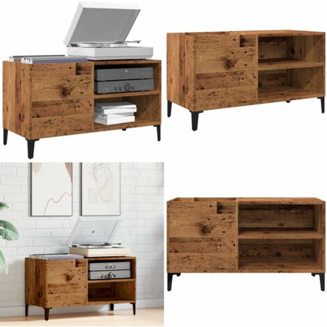 Mobile Porta Dischi Legno Antico 84,5x38x48cm Legno Multistrato - Mobile per dischi vinili - Mobile per giradischi