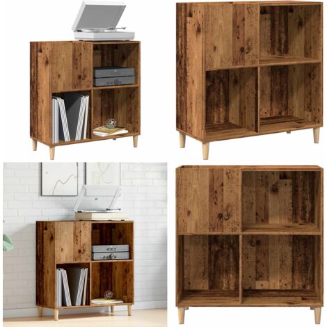 Mobile Porta Dischi Legno Antico 84,5x38x89cm Legno Multistrato - Mobile in legno - Mobile porta vinili