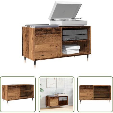 Mobile porta dischi -  Mobile Porta Dischi Legno Antico 84,5x38x48cm Legno Multistrato