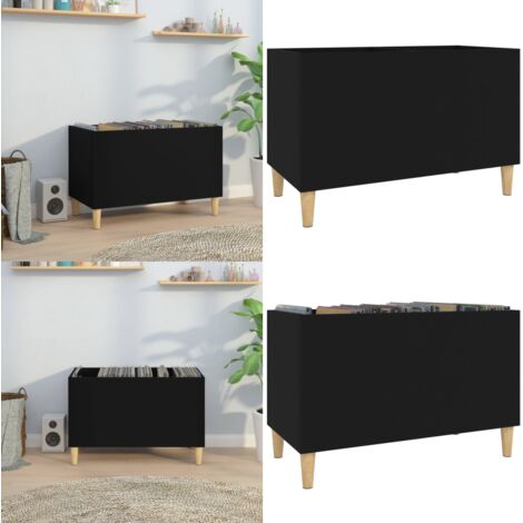 Mobile Porta Dischi Nero 74,5x38x48 cm in Legno Multistrato - Mobile porta vinili - Mobile per musica