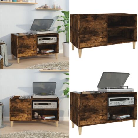 Mobile Porta Dischi Rovere Fumo 84,5x38x48 cm Legno Multistrato - Mobile per dischi - Mobile per dischi in vinile