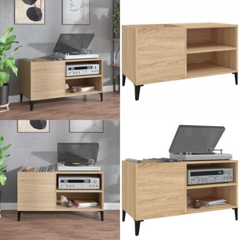 Mobile Porta Dischi Rovere Sonoma 84,5x38x48 Legno Multistrato - Mobile per dischi vinili - Mobile per giradischi